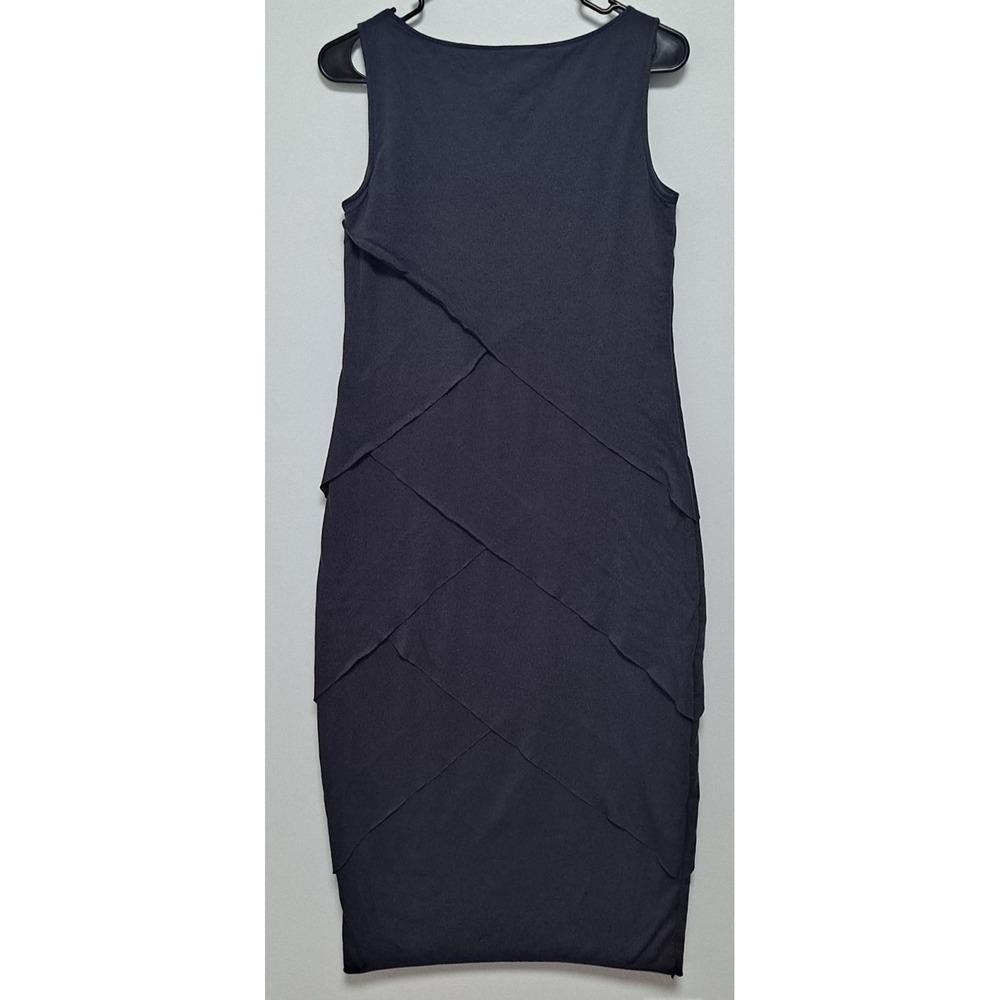 Neon Buddha Shanghai Asymmetric Layered Dress, Lagenlook Minimalist, Small Navy - Picture 3 of 5